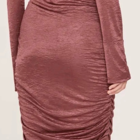 LOUNA🍒SMALL 🍒RICH BRONZE BROWN RUCHED LONG SLEEVED PARTY EVENT DRESS 🍒 - Picture 15 of 16